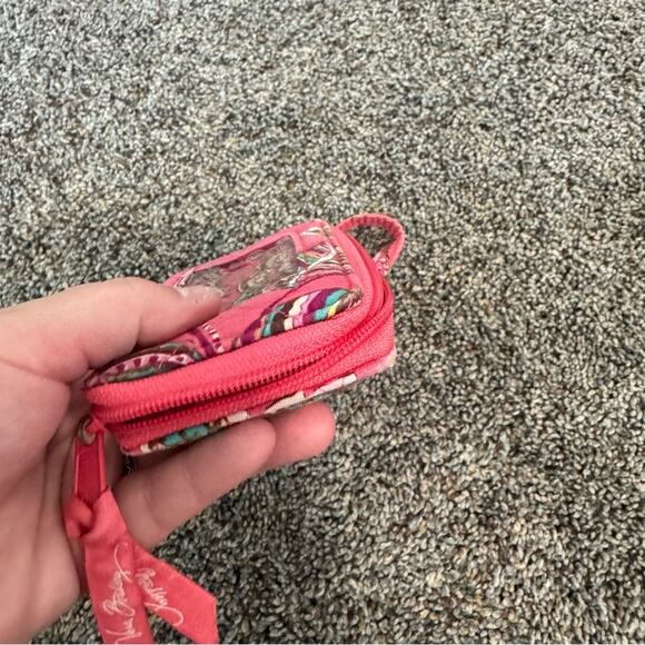 Vera Bradley Call Me Coral Pink Coin Purse Wristlet w/ Zipper & Clear Card Slot - Picture 4 of 14
